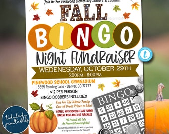 Editable Fall Bingo Night Flyer: Halloween Fundraiser Template