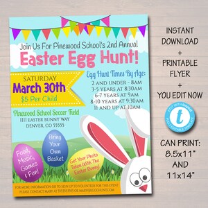 Editable Easter Egg Hunt Flyer: Church, School, Community Event (Instant Download)
