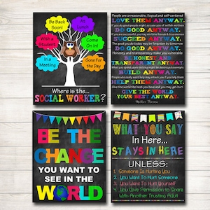 Social Worker Office Decor Posters: Set of 4 Art Prints (Digital Download)