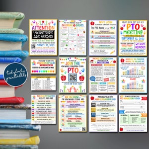 Editable PTO PTA Forms Bundle, Meeting Flyer, Volunteer Membership Signup, Marketing School Fundraiser Event, Sponsorship School Calendar