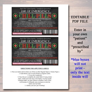 EDITABLE Chill Pills Label, Funny Gag Gift Professional Office Gift ...