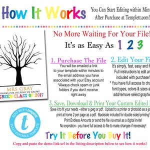 EDITABLE Teacher Gift, CUSTOM Printable Class Thumbprint Art, Teacher ...