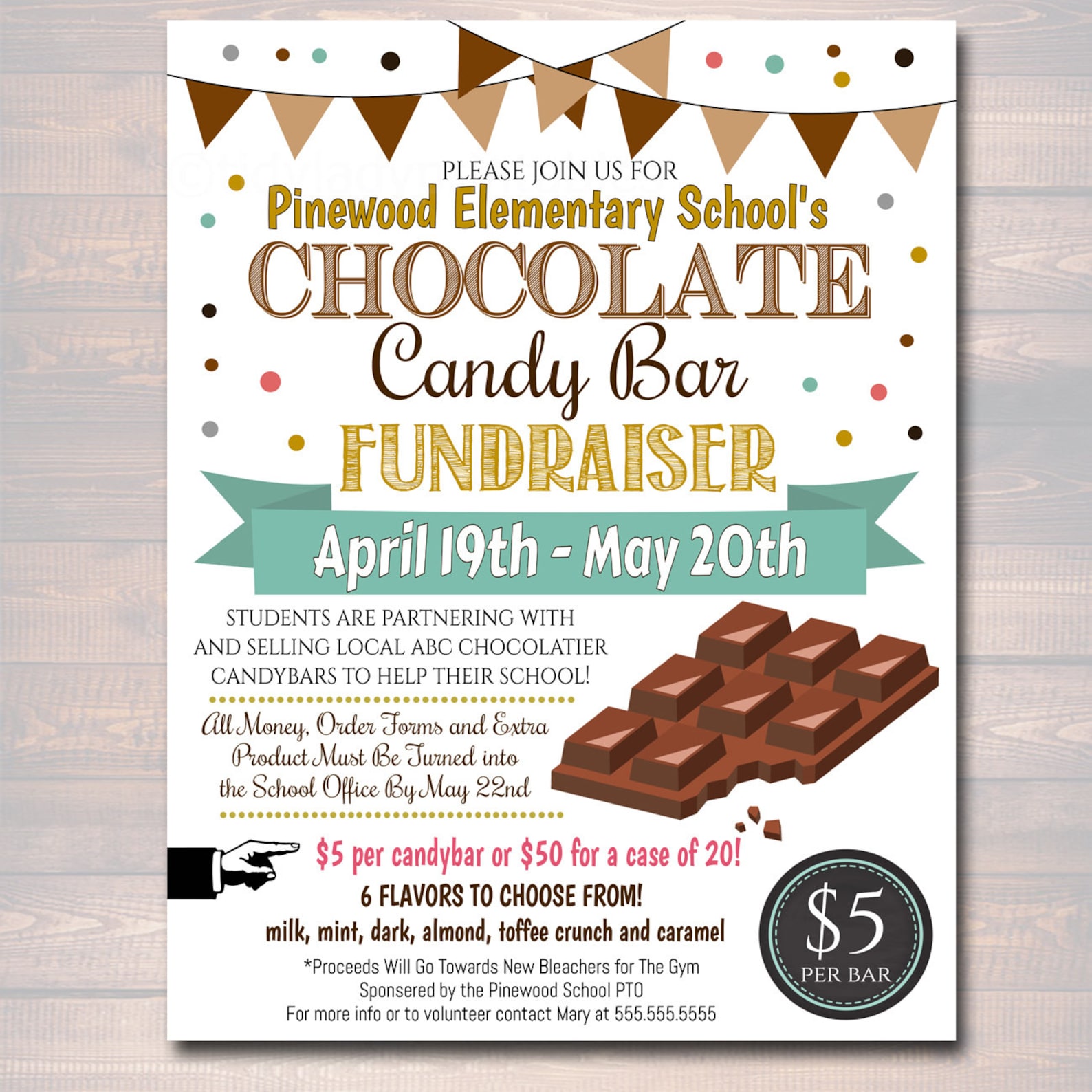 EDITABLE Chocolate Fundraiser Flyer Printable PTA PTO Etsy