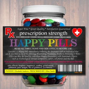 EDITABLE Happy Pills Label, Funny Gag Gift Professional Office Gift, Christmas Gift, Birthday Gift, Boss Gift, Cowork Gift Printable Label