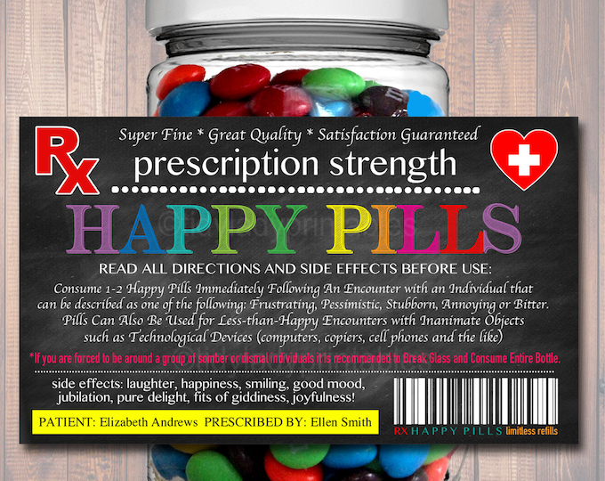 EDITABLE Happy Pills Label Funny Gag Gift Professional Office - Etsy