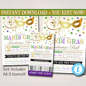 EDITIERBARE Karneval Einladung Flyer, Maskerade Ball Formelle Einladung, Katholische Kirche Schulkarte, Auktionsveranstaltung Pto Pta SOFORTIGER DOWNLOAD