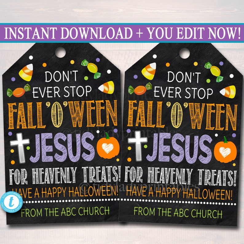 Halloween Religious Gift Tag Never Stop Falloween Jesus Etsy