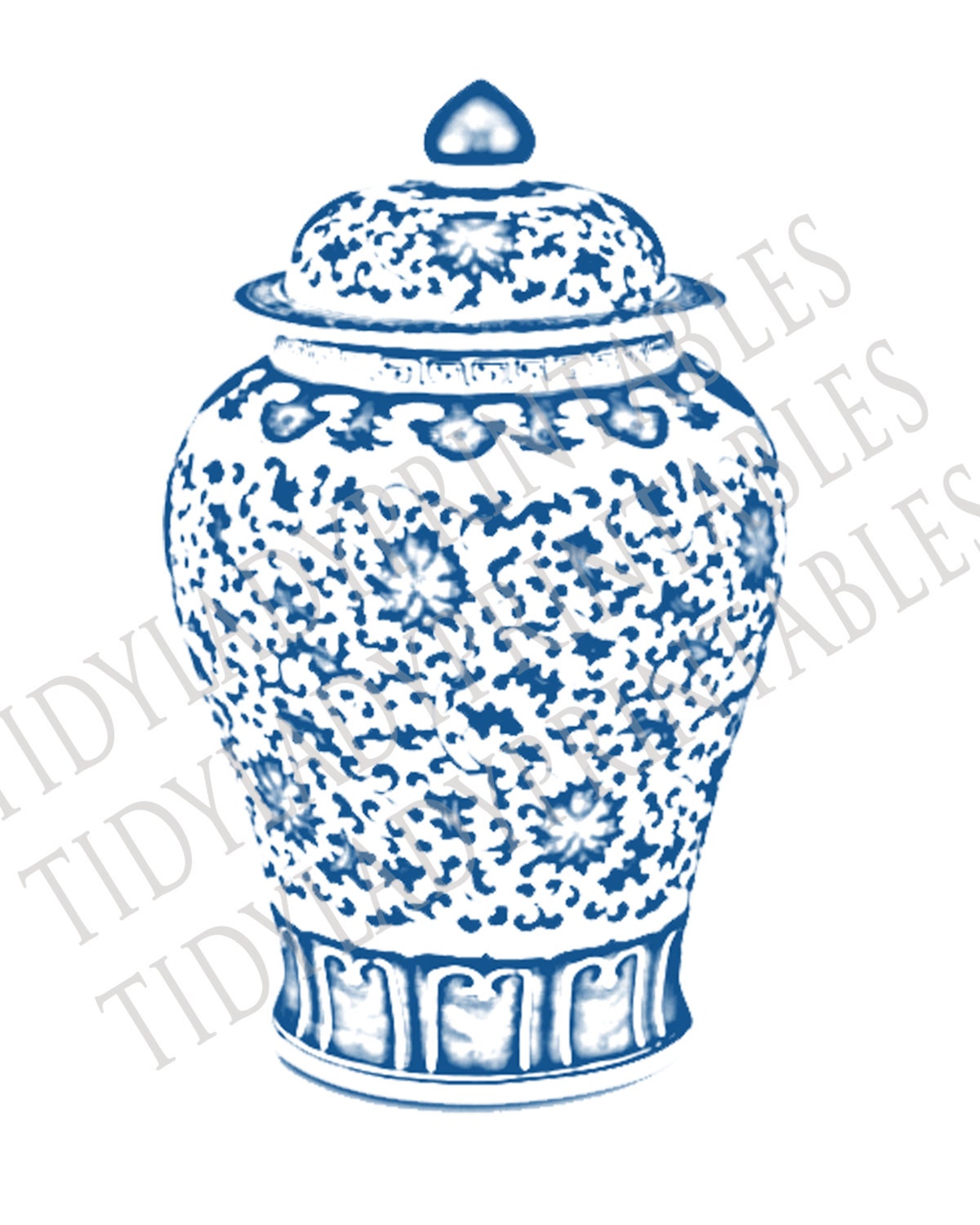Blue and White Ginger Jar Digital Art Print INSTANT DOWNLOAD Etsy