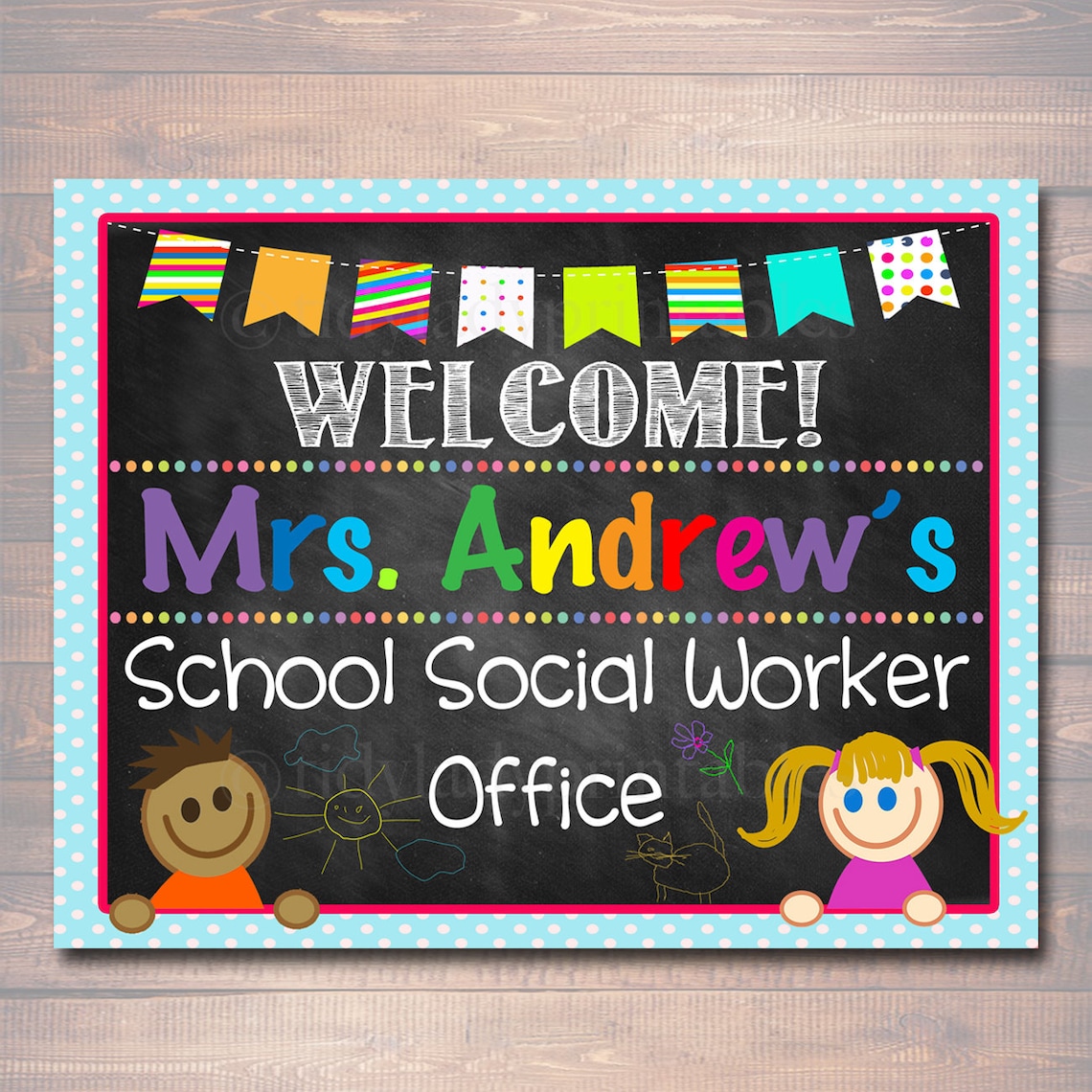 Editable Social Worker Office Sign: Personalized Door Decor (digital ...