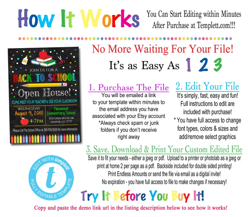 EDITABLE School Open House Flyer Printable PTA PTO Flyer ...
