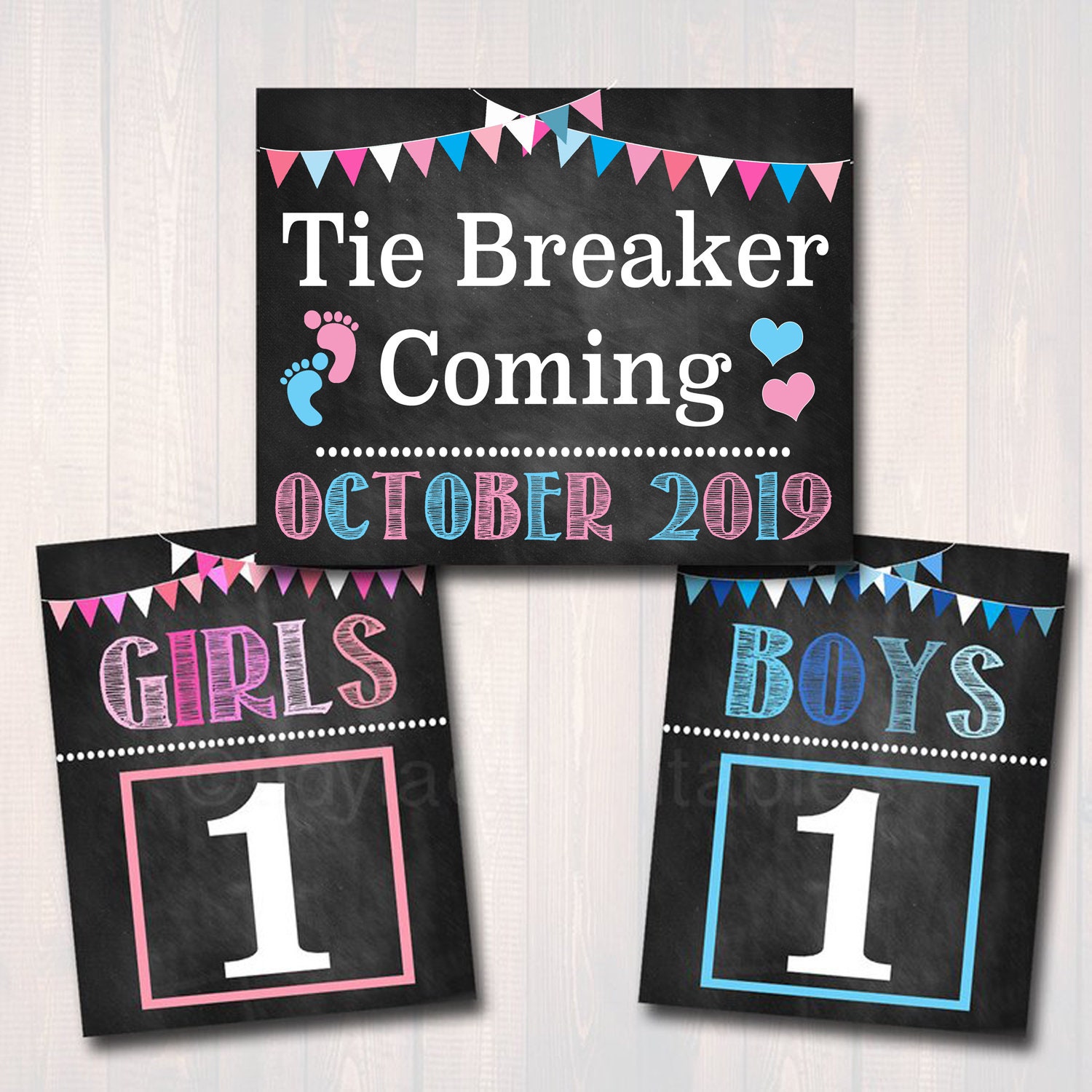 Tie Breaker Pregnancy Announcement Printable Chalkboard 