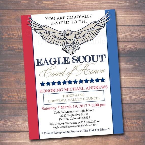 Editable Eagle Scout Court Of Honor Invitation Boy Scout Etsy