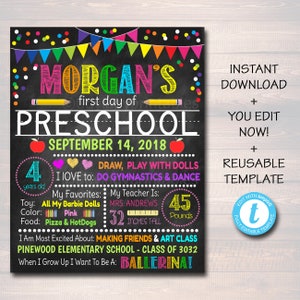 First Day Of School Sign, Back to School Chalkboard Poster, Personalized School Chalkboard Sign, Any Grade Sign 1st Day of School