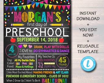 First Day Of School Sign, Back to School Chalkboard Poster, Personalized School Chalkboard Sign, Any Grade Sign 1st Day of School