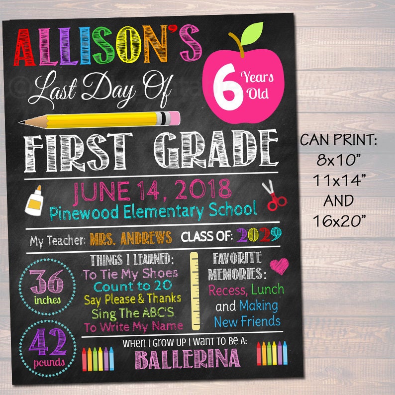 Editable Last Day of School Photo Prop: Chalkboard Sign (digital ...