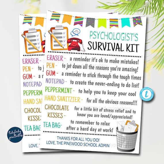 EDITABLE Pschologist Survival Kit Printable Counselor Etsy UK