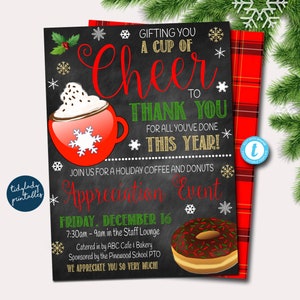 Christmas Appreciation Invitation: Coffee & Donuts Thank You (EDITABLE)