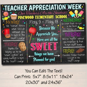 Candy Sweet Theme Teacher Appreciation Week Itinerary Poster, Staff ...