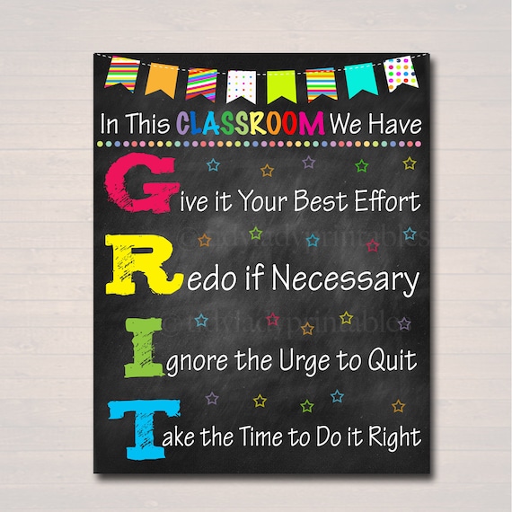 pics Grit Poster For Classroom grit acronym poster growth mindset instant download etsy
