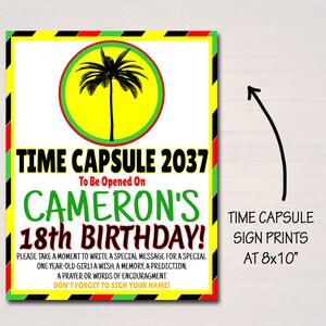 One Love First Birthday Time Capsule Printables, Party Decor, Jamaica Reggae Theme, One Year, Let's Get Together & Feel Alright, EDITABLE image 2