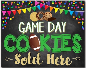 Football Cookie Booth Sign, Game Day Cookies Sold Here, Printable Banner, Cookie Booth Poster, Cookie Sale INSTANT DOWNLOAD Fundraiser Booth