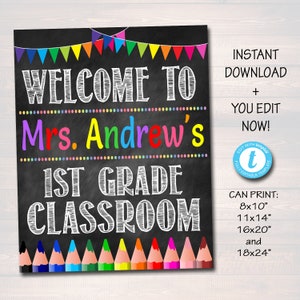 EDITABLE Teacher Classroom Door Sign, Classroom Decor, Teacher Printable, Classroom Printable, Custom Teacher Sign, Back to School Supplies