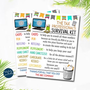 Accountant&#39;s Survival Kit Gift Tags, CPA Accounting Professional&#39;s Day, Admin HR Gifts Business Math Professional, Digital Editable Template