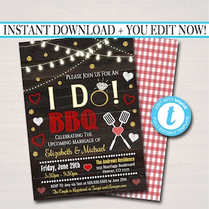 Editable I Do BBQ Couples Shower Invitation, Rustic Engagement Printable Wedding Invite Bridal Wedding Shower Grill Out, INSTANT DOWNLOAD