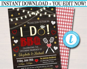 Rustic I Do BBQ Couples Shower Invitation (Digital Download)