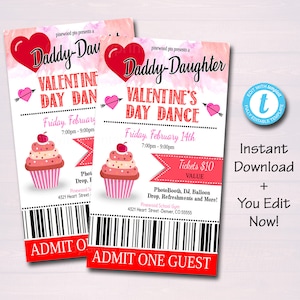 Daddy Daughter Sweetheart Valentinstag Tanz, Schultanz Ticket Party einladen, Kirchen Community Event, pto pta SOFORTIGER DOWNLOAD Bearbeitbar