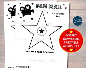 Hollywood Teacher Appreciation Staff Printable, Fan Mail Student Appreciation Week Worksheet, Take Home Coloring Page Flyer INSTANT DOWNLOAD