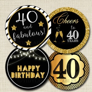 40 cumpleaños Cupcake Toppers IMPRIMIBLE Saludos a los cuarenta años, decoración de cupcakes 40 cumpleaños pastel decoración 40 fiesta decoración DESCARGA INSTANTÁNEA