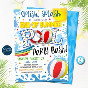 End of Summer Pool Party Invitation: Editable Printable (Digital Invite)