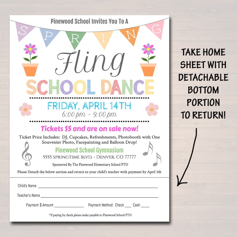 EDITABLE Spring Fling School Dance Set Invitation Flyer Etsy