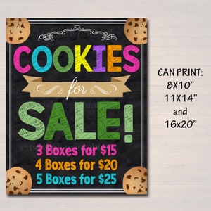 Cookie Booth Price Sign, Stop Cookies For Sale! Printable Cookie Drop Banner, Cookie Booth Sales Poster, INSTANT DOWNLOAD Fundraiser Booth