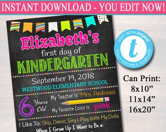 Schoolbordbord eerste dag: gepersonaliseerde fotoprop (digitale download)