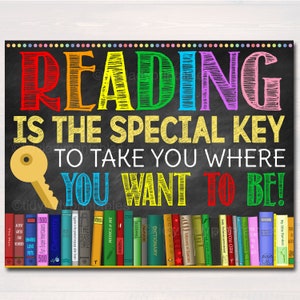Reading is Key Poster: Library Classroom Decor (Digital Download)