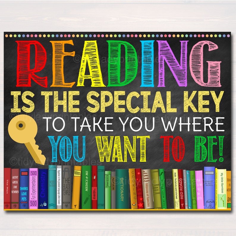 Printable Reading Poster Welcome Library School Sign image 1