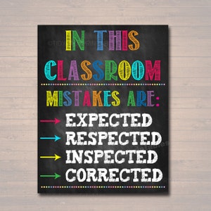 Classroom Decor, Mistakes Are Proof You&#39;re Trying Poster, Classroom Poster, Educational Motivational Poster, Mistakes Expected, Respected