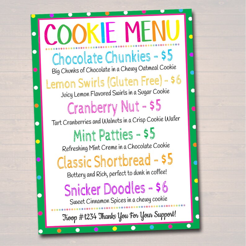 EDITABLE Cookie Booth Sign Digital File Troop Leader Cookie Etsy