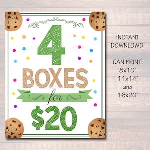 Cookie Booth Price Sign, Stop Cookies Sold Here, Printable Cookie Drop Banner, Cookie Booth Sales Poster, INSTANT DOWNLOAD Fundraiser Booth image 1