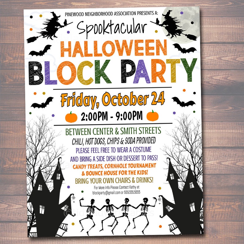Halloween Block Party Festival Harvest Invite Flyer Editable - Etsy