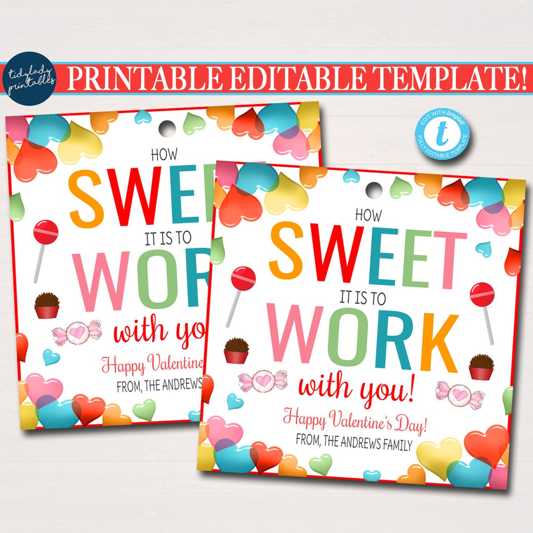 Valentines Coworker Gift Tags, How Sweet It is to Be Work With You