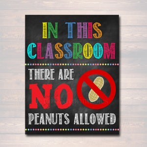 No Peanuts Allowed School Poster, Classroom Decor, Classroom Management INSTANT DOWNLOAD Classroom Poster no nuts sign, Class Allergy Poster