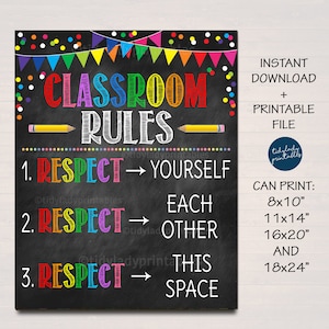 Classroom Decor, High School Teacher Printable Poster, Expectations Rules Respect Teen Class Decor, Behavior Classroom Management Printable