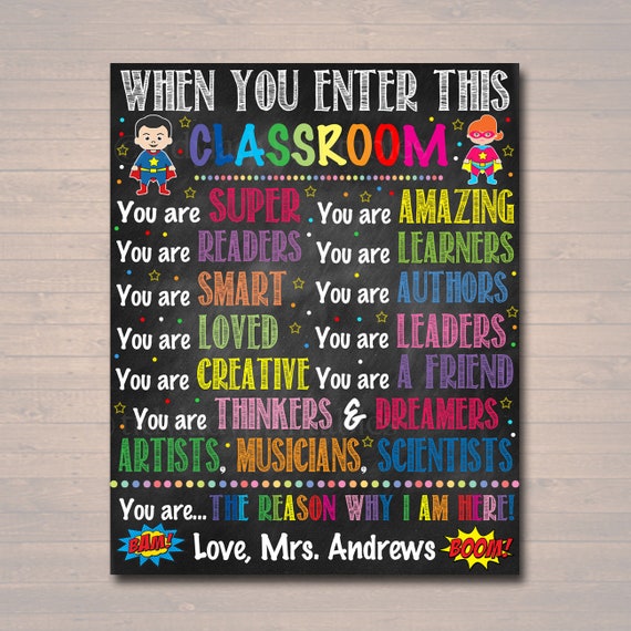 Personalized Printable Superhero Classroom Poster Decor Teacher Personalized Printable Superhero Classroom Poster Decor Teacher