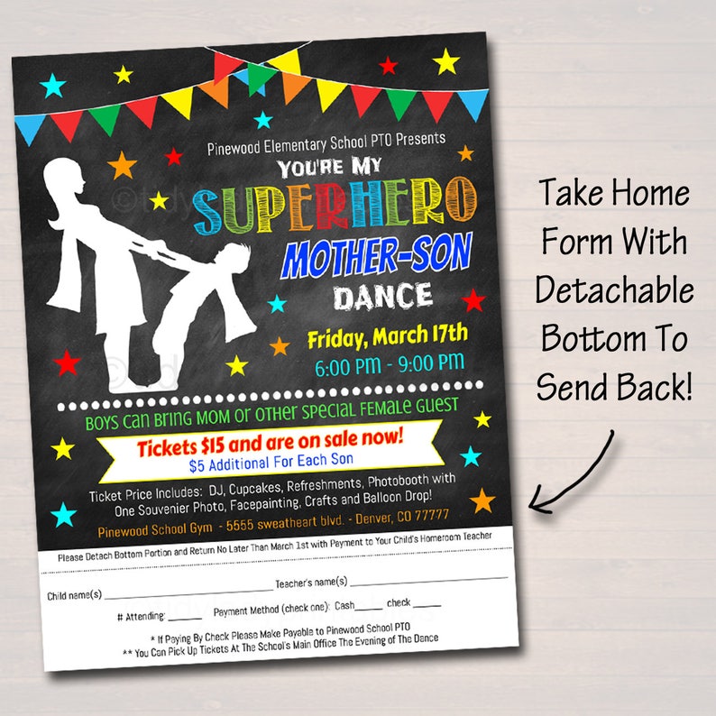 EDITABLE Mother Son School Dance Set Dance Flyer Party Etsy