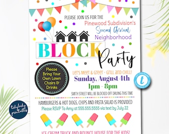 Editable Neighborhood Block Party Invitation: BBQ Picnic (Digital Download)
