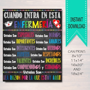 Printable Spanish School Health Office Pediatric Clinic Decor, Bilingual Health Room When you Enter This Clinic Sign School Nurse Poster