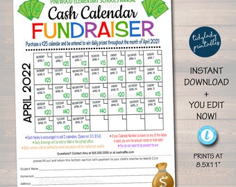 Cash Calendar Fundraiser Flyer Printable Handout Take Home - Etsy